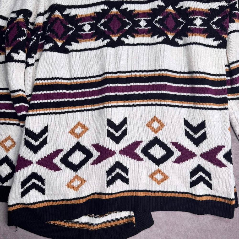 Wrangler Retro Womens Hooded Cardigan Sweater Southwestern Geometric Purple L - Picture 9 of 10